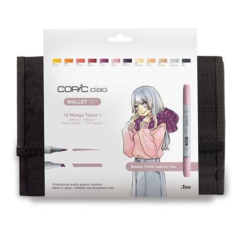 COPIC Ciao Marker 12er Manga Set "Witch" im Wallet, Allround-Layoutmarker mit einer mittelbreiten und einer Brush-Spitze COPIC Ciao Marker 12er Manga Set "Witch" im Wallet, Allround-Layoutmarker mit einer mittelbreiten und einer Brush-Spitze von Copic