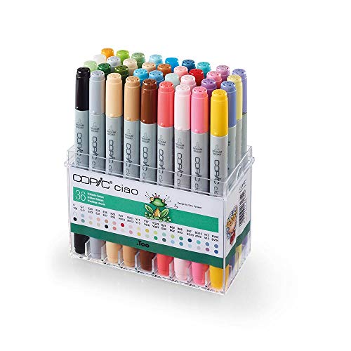 COPIC Ciao Marker 36er Set "Brillianten Farben", Allround Layoutmarker, im praktischen Acryl-Display zur Aufbewahrung und einfachen Entnahme von Copic