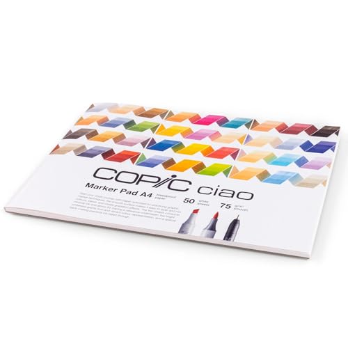 COPIC Ciao Marker Pad, 50 Blatt Markerpapier DIN A4, 75g/m² Zeichenpapier für Copic Marker, ultraweiß, säurefrei, chlorfrei von Copic