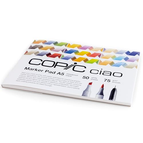 COPIC Ciao Marker Pad, 50 Blatt Markerpapier DIN A5, 75g/m² Zeichenpapier für Copic Marker, ultraweiß, säurefrei, chlorfrei von Copic