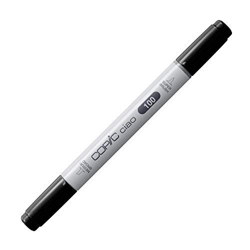 COPIC Ciao Marker Typ - 100, black, vielseitiger Layoutmarker, mit einer mittelbreiten und einer Brush-Spitze von Copic