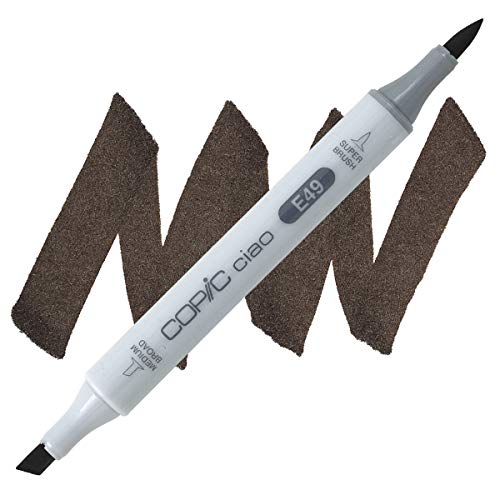 COPIC Ciao Marker Typ E - 49, Dark Bark, vielseitiger Layoutmarker, mit einer mittelbreiten und einer Brush-Spitze von Copic