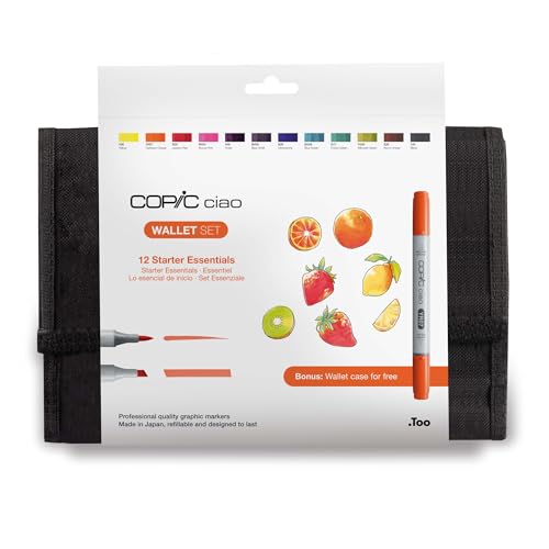 COPIC Ciao "Starter-Set", 12er Set im Wallet, Twin Marker mit einer mittelbreiten und einer Brush-Spitze von Copic