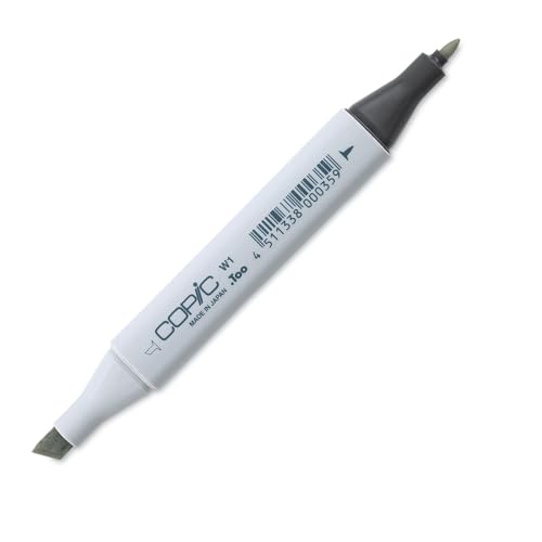 COPIC Classic Marker Typ W - 1, warm gray No. 1, professioneller Layoutmarker, mit einer breiten und einer feinen Spitze von Copic