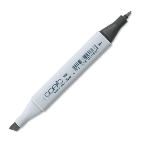 COPIC Classic Marker Typ W - 2, warm gray No. 2, professioneller Layoutmarker, mit einer breiten und einer feinen Spitze von Copic