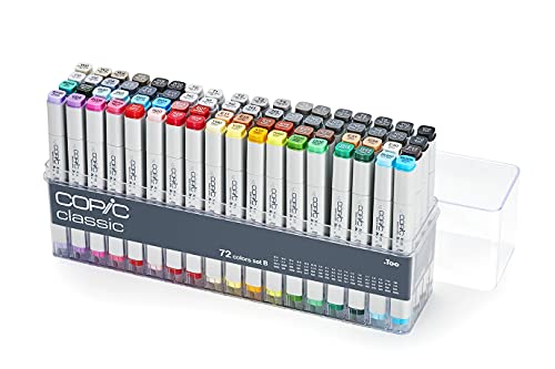 COPIC Classic Set "72 Colors B", 72er Set im Acryl-Display, Twin Marker mit einer mittelbreiten und einer feinen Spitze von .Too