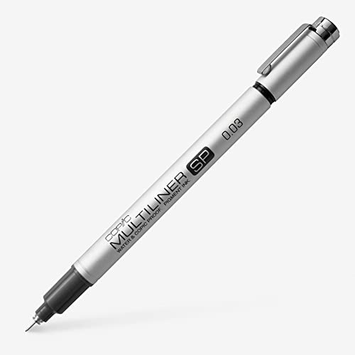 COPIC Multiliner SP 0,03 mm, Black, Aluminium Fineliner mit einer feinen Spitze und wasserbeständiger Pigmenttinte von Copic