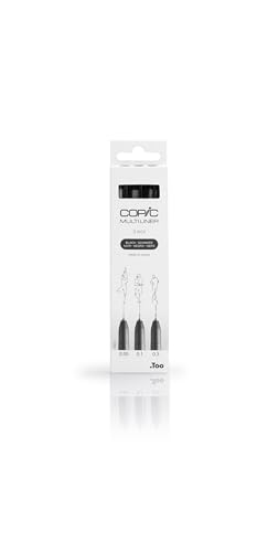 COPIC Multiliner Set, Black, 3 Fineliner in verschiedenen Strichstärken, Zeichen Stifte mit einer feinen Spitze und wasserbeständiger Pigmenttinte von Copic