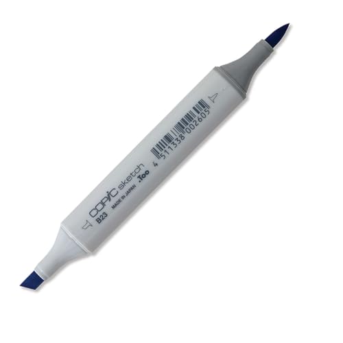 COPIC Sketch Marker Typ B - 23, Phthalo Blue, professioneller Pinselmarker, mit einer Super-Brush-Spitze und einer Medium-Broad-Spitze von Copic