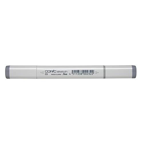 COPIC Sketch Marker Typ C - 5, cool gray No. 5, professioneller Pinselmarker, mit einer Super-Brush-Spitze und einer Medium-Broad-Spitze von Copic