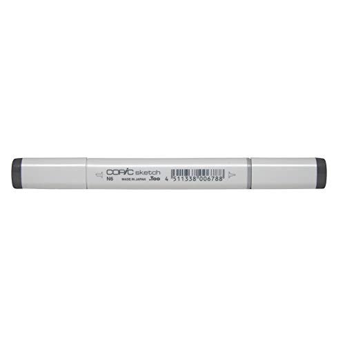 COPIC Sketch Marker Typ N - 6, neutral gray No. 6, professioneller Pinselmarker, mit einer Super-Brush-Spitze und einer Medium-Broad-Spitze von Copic