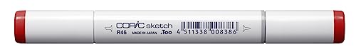 COPIC Sketch Marker Typ R - 46, Strong Red, professioneller Pinselmarker, mit einer Super-Brush-Spitze und einer Medium-Broad-Spitze von Copic