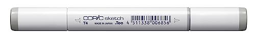 COPIC Sketch Marker Typ T - 4, toner gray No. 4, professioneller Pinselmarker, mit einer Super-Brush-Spitze und einer Medium-Broad-Spitze von Copic