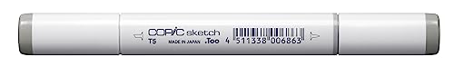 COPIC Sketch Marker Typ T - 5, toner gray No. 5, professioneller Pinselmarker, mit einer Super-Brush-Spitze und einer Medium-Broad-Spitze von Copic