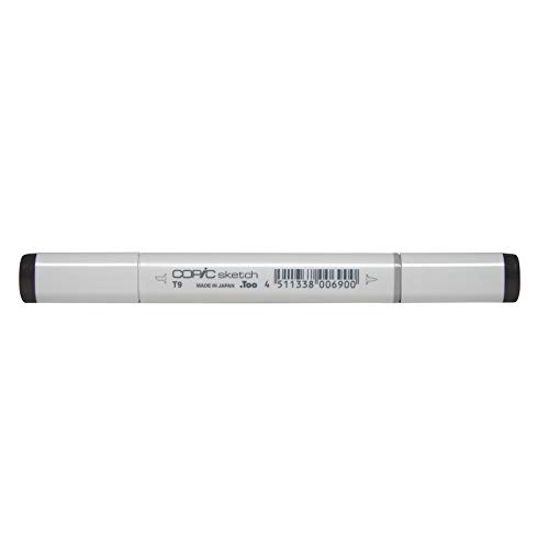 COPIC Sketch Marker Typ T - 9, toner gray No. 9, professioneller Pinselmarker, mit einer Super-Brush-Spitze und einer Medium-Broad-Spitze von Copic