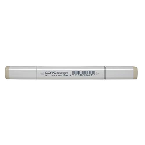 COPIC Sketch Marker Typ W - 2, warm gray No. 2, professioneller Pinselmarker, mit einer Super-Brush-Spitze und einer Medium-Broad-Spitze von Copic