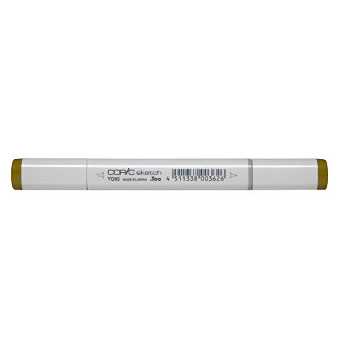 COPIC Sketch Marker Typ YG - 95, Pale Olive, professioneller Pinselmarker, mit einer Super-Brush-Spitze und einer Medium-Broad-Spitze von Copic