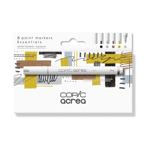 Copic acrea Set Essentials, 6er Set Paint Marker mit wasser- und pigmentbasierter Tinte, Strichstärke 0,8-1,2 mm von Copic