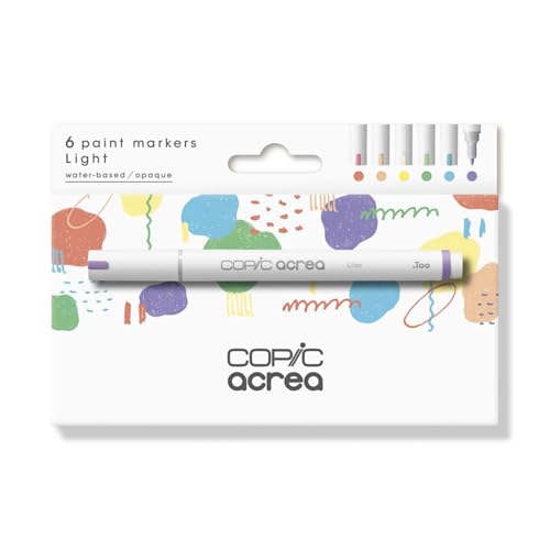 Copic acrea Set Light, 6er Set Paint Marker mit wasser- und pigmentbasierter Tinte, Strichstärke 0,8-1,2 mm von Copic