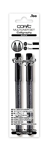 COPIC Multiliner Set "Calligraphy Black", 2 Fineliner in verschiedenen Strichstärken, Zeichen Stifte mit einer feinen Spitze und wasserbeständiger Pigmenttinte von Copic