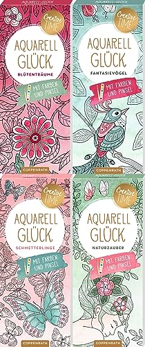 Aquarell-Glück: 4 Themenblöcke im Set + 1 exklusives Postkartenset von CoppenrathVerlag