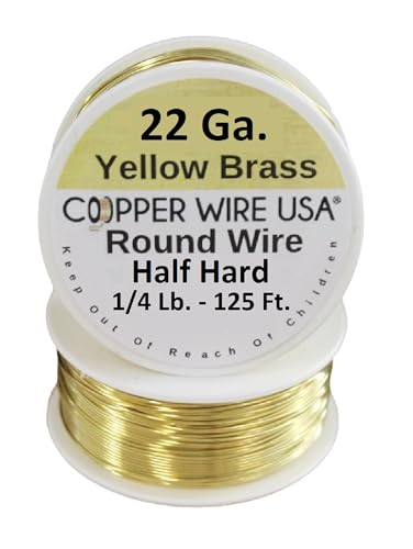 22 Ga. gelber Messing-Runddraht, 1/1,8 kg - 32 m Spule (halbhart) von Copper wire USA