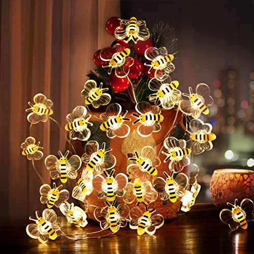 Coquimbo Biene Lichterkette 3M 30LED Biene Licht Geschenke Batteriebetrie Lichterkette Innen und Außen Bienen Dekoration für Kinderzimmer Garten Balkon Hochzeit Party Geburtstag von Coquimbo