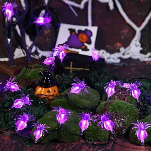 Coquimbo Halloween Spinne Lichterkette, 30 LED 3.7M Lichterkette Halloween Deko Licht Batterie Betrieben Innen Beleuchtung für Haus Eingang Kamin Hochzeit Party Erntedankfest Fest Deko von Coquimbo