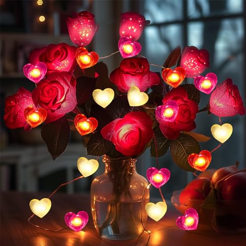 Coquimbo Herzen Lichterkette Innen Batterie 3M 30LED Rote Herz Lichterkette für Kinderzimmer Innen Party Hochzeit Valentinstag Jahrestage Muttertag Deko von Coquimbo