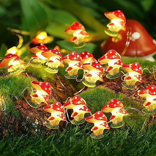 Coquimbo Pilz Lichterkette, Pilze Lampe Pilz Deko Gartendeko 3M 30LED Mushroom Lichterkette Batteriebetrieben für Garten Schlafzimmer DIY Weihnachtsbaum Wohnzimmer Balkon Deko von Coquimbo