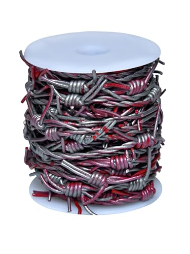 Cords Essentials Künstlicher Stacheldraht-Band aus echtem Lederband für Party, Heimdekoration, Geschenkboxen, DIY Handwerk – 90 cm Spule (Blutgrau) von Cords Essentials