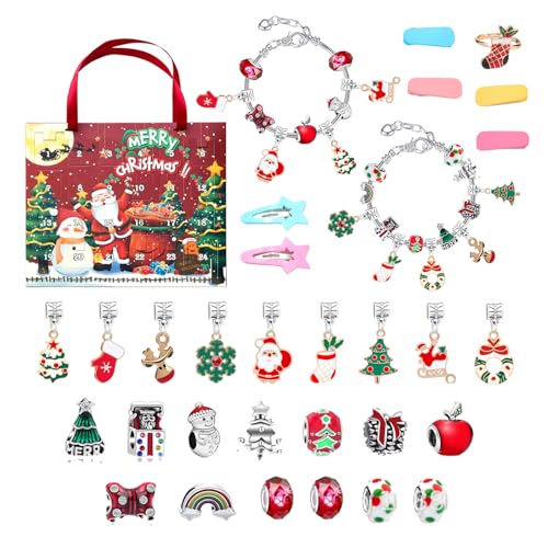 Armbänder Weihnachten Adventskalender für Mädchen, 24 Tage Adventskalender mit Armbänder und Perlen zum Selbermachen, Schmuckbastelset, Geschenk für Kinder und Erwachsene Armbänder Weihnachten Adventskalender für Mädchen, 24 Tage Adventskalender mit Armbänder und Perlen zum Selbermachen, Schmuckbastelset, Geschenk für Kinder und Erwachsene von Corlidea