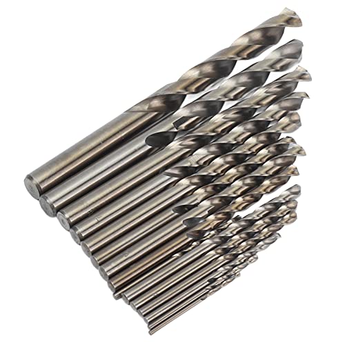 15pcs Twist Bohrer 135 ° Oxidiertes Goldkobalt Set für Metalle Festbohrung von Cornesty