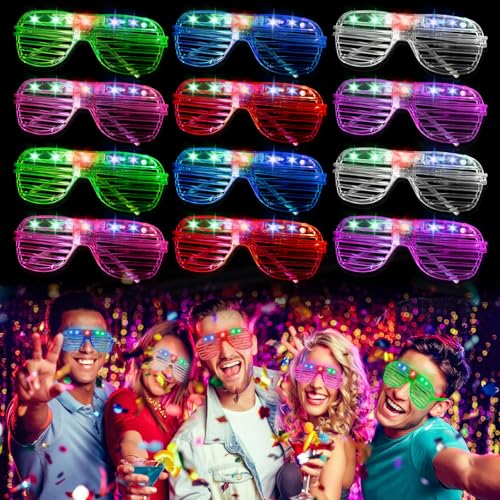 Corpower LED Brille Party Brille 12 Stück Partybrille Leuchtende Brille Led Brillen für Party Leuchtbrille für Mitgebsel Kindergeburtstag Weihnachten Karneval Partydekoration von Corpower