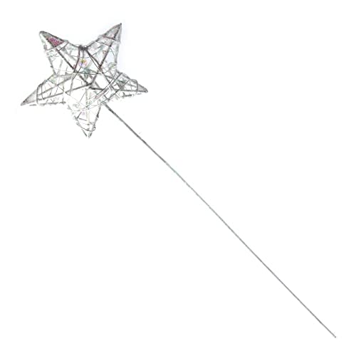 Corsage Creations – Blättern Star Zauberstab – Weiß Irisierend (7 cm Durchmesser auf 30 cm Griff) von Corsage Creations