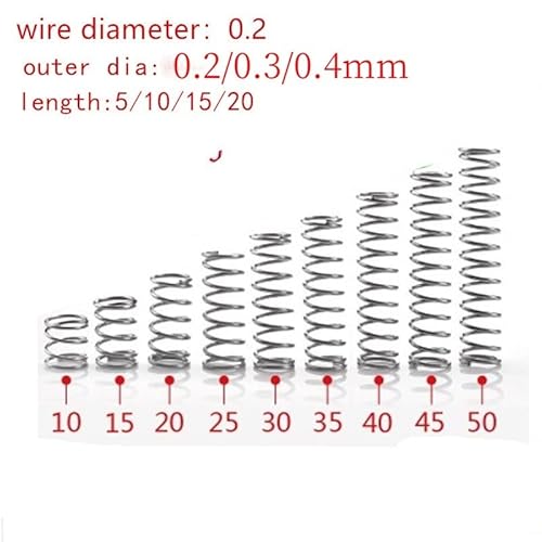 20 Stk. Außendurchmesser 2/3/4 mm Drahtdurchmesser 0,2 mm Edelstahl Micro Kleine Druckfederlänge 5/10/15/20/25/30/35/40/45/50 mm(10mm,2mm) von Cortnn