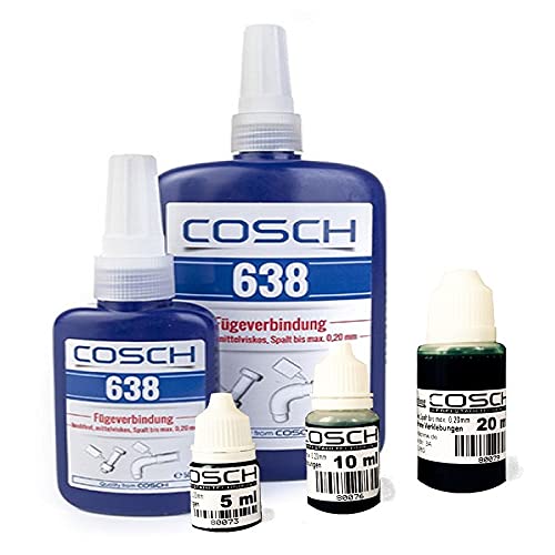 Cosch Edelstahl Kleber, Spezialkleber VA Edelstahlzubehör Geländer Handlauf Fügeverbindung 638 hochfest mittelviskos (10 ml) von Cosch Edelstahl