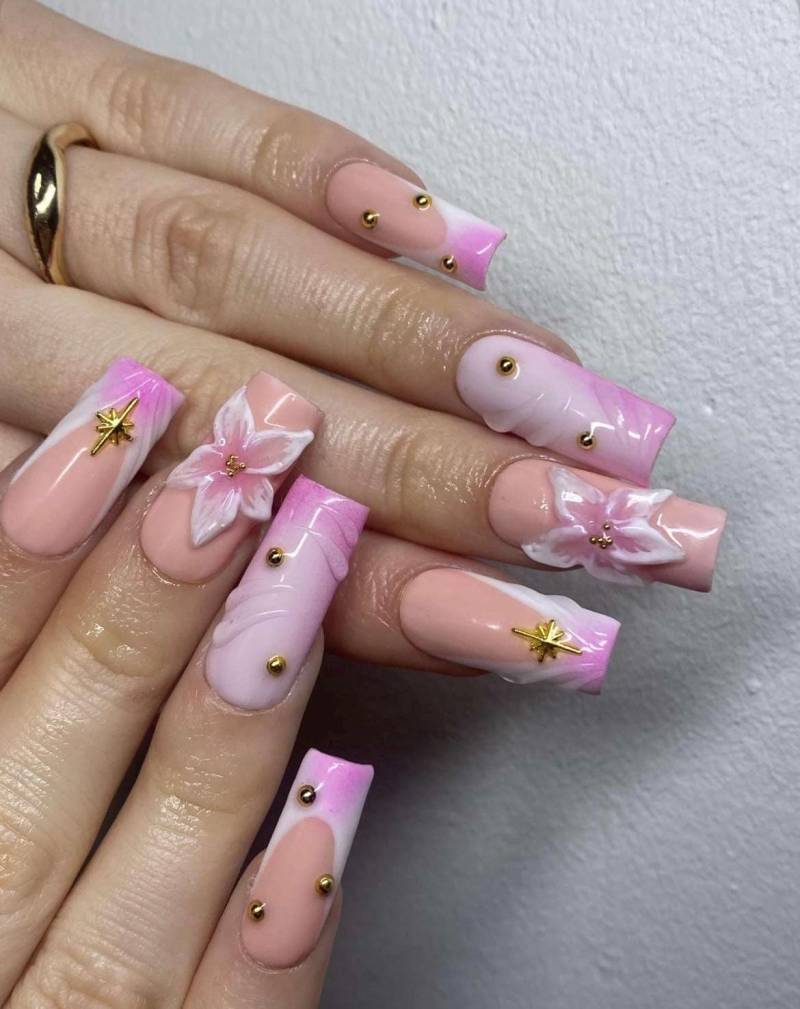 Pink Flower Spring, Press On Nails, Nägel Zum Aufkleben von Cosi17