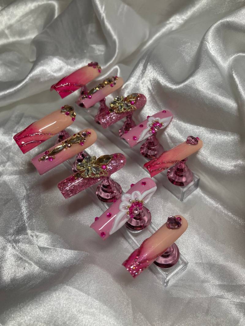 Press On Nails Pink Glitter Extra von Cosi17