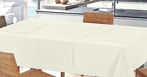 CosìCasa - Tischdecke 140 x 180 cm, einfarbig, aus 100 % Baumwolle | Elegante, rechteckige Tischdecke, ideal auch als Outdoor-Tischdecke für 14 Personen | elegantes Design mit Ajour-Rand [140 x 180 von CosìCasa