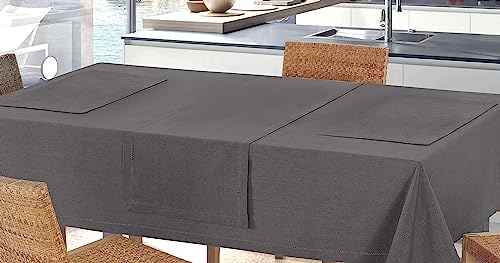 CosìCasa - Tischdecke 140 x 240 cm, einfarbig, aus 100 % Baumwolle | Rechteckiger Tischbezug, ideal auch als Outdoor-Tischdecke für 14 Personen | Elegantes Design mit Ajour-Rand [140 x 240, von CosìCasa