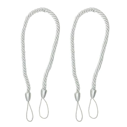 2 Stück Vorhang Raffhalter Vorhangbinder mit Gedrehtem Handgestrickte Vorhang Raffhalter Dekorative Vorhangbinder Curtain Rope Buckle für Haus Hotel Büro (Splitter Grau) von Cosiesnest