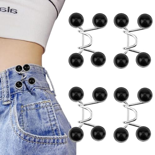 4 Sets Jeans Knopf Zum Enger Machen Pearl Knopfnadeln Jeans Verstellbare Taillenschnalle Jeans Taillenstraffer Ohne Nähen für Lockere Kleider Hosen Jeans Damen Rock von Cosiesnest