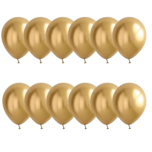 50 Stück Luftballons Metallic Gold 12 Zoll Metallische Goldballons Latex Helium Partyballon Chrom Gold Luftballons für Geburtstag Hochzeiten Jahrestag Dekoration von Cosiesnest