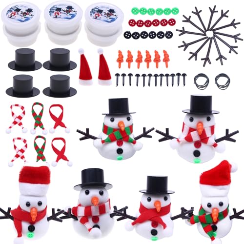 6 Stück Weihnachten DIY Schneemann Kit Modelliermasse Schneemann Kit Inklusive Mini Zylinder Hüte Plastik Schneemann Nase Kinder Weihnachten Crafts für Xmas Party Supplies von Cosiesnest