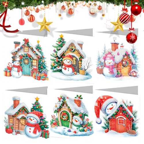 6 Stück Weihnachtskarten Diamond Painting Weihnachtskarten mit Umschlag Set Weihnachten Diamond Painting Karten DIY Handgefertigte Grußkarten Weihnachtskarte Geschenk for Kinder & Erwachsene(A) von Cosiesnest