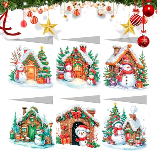 6 Stück Weihnachtskarten Diamond Painting Weihnachtskarten mit Umschlag Set Weihnachten Diamond Painting Karten DIY Handgefertigte Grußkarten Weihnachtskarte Geschenk for Kinder & Erwachsene(B) von Cosiesnest