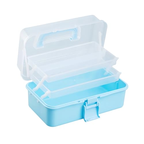 Cosiesnest 3 Regal Mehrzweck Aufbewahrungsbox Aufbewahrungsboxen aus Kunststoff mit Deckeln Organizer Box mit Fächern Sortierbox Bastelbox für Home Office Organisation (Blau) von Cosiesnest