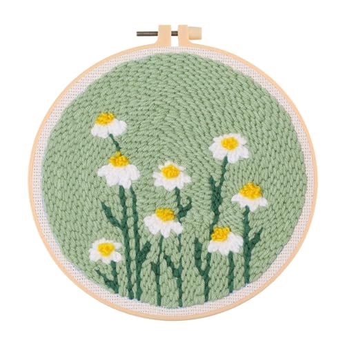 Cosiesnest Punch Needle Embroidery Kit für Anfänger, Blumen und Pflanzen Muster Handcraft Punch Needle Starter Kits mit Stickrahmen für Kinder Erwachsene Craft Punch Needle Hoop Kit mit Anleitung von Cosiesnest