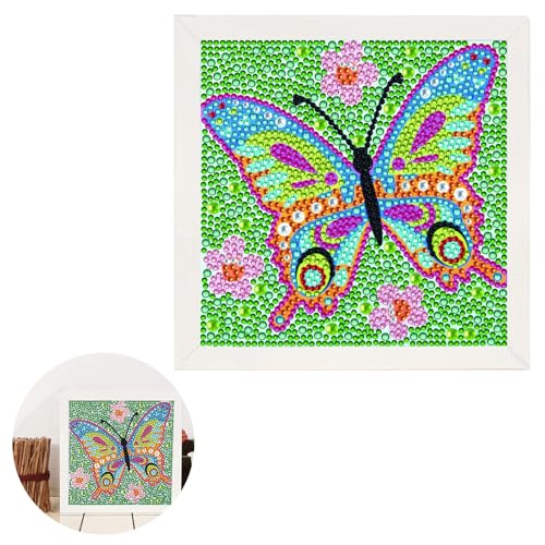 Cosiesnest Schmetterling Diamond Painting Kinder mit Rahmen 5D Diamant Malset für Kinder DIY Diamond Painting Set Voller Bohrer Diamant Kunsthandwerk Sets für Mädchen Jungen Erwachsene von Cosiesnest